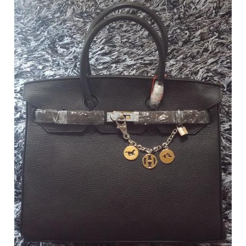 Hermes Birkin 35CM Tote Bag Litchi in pelle nera HB35GL