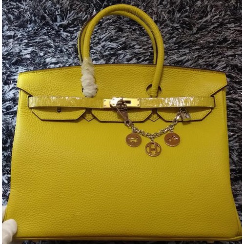 Hermes Birkin 35CM Tote Bag Litchi in pelle HB35GL Limone
