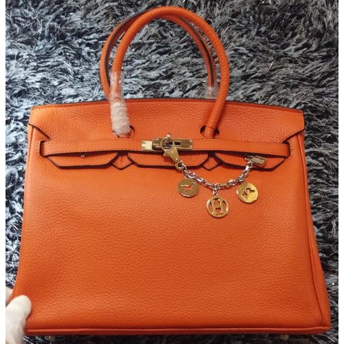 Hermes Birkin 35CM Tote Bag Litchi in pelle HB35GL arancione