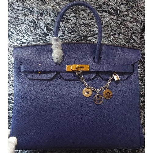 Hermes Birkin 35CM Tote Bag Litchi in pelle HB35GL Royal