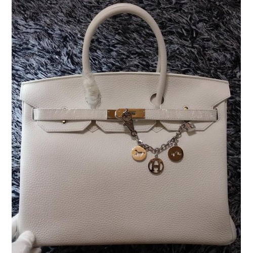 Hermes Birkin 35CM Tote Bag Litchi Pelle HB35GL Bianco