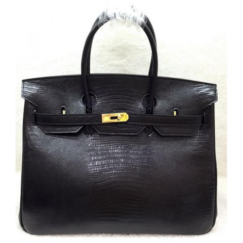 Hermes Birkin 35CM Tote Bag in pelle di lucertola HB35GL nero