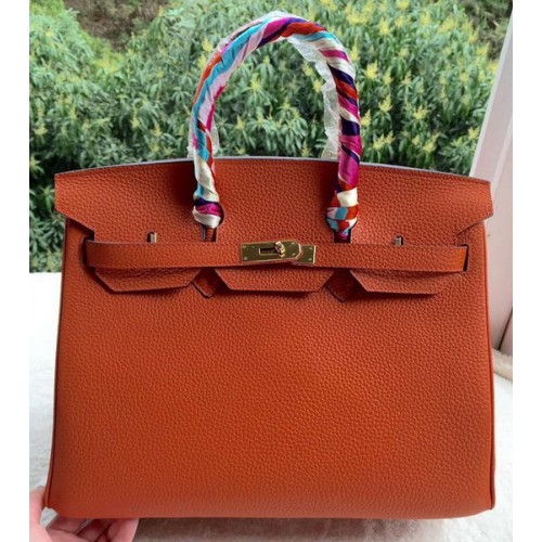 Hermes Birkin 35CM Tote Bag in pelle di vitello arancione BK35 oro
