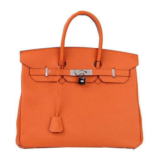 Hermes Birkin 35CM Tote Bag arancione in pelle originale H35 argento