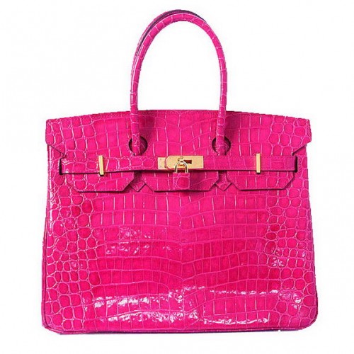 Hermes Birkin 35CM Tote Bag Peach iridescente pelle di coccodrillo oro
