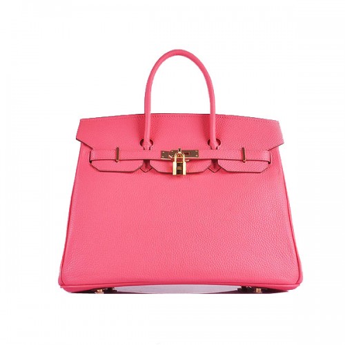 Hermes Birkin 35CM Tote Bag rosa in pelle granulosa H6089 oro