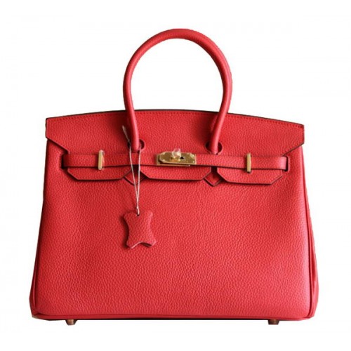 Hermes Birkin 35CM Tote Bag Rosso Pelle Clemence H6089 Oro