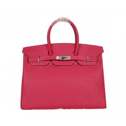 Hermes Birkin 35CM Tote Bag Rosa Clemence Pelle H35 Argento
