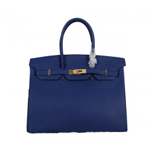 Hermes Birkin 35CM Tote Bag RoyalBlue Clemence Pelle H35 Oro