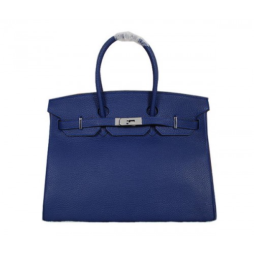 Hermes Birkin 35CM Tote Bag RoyalBlue Clemence Pelle H35 Argento
