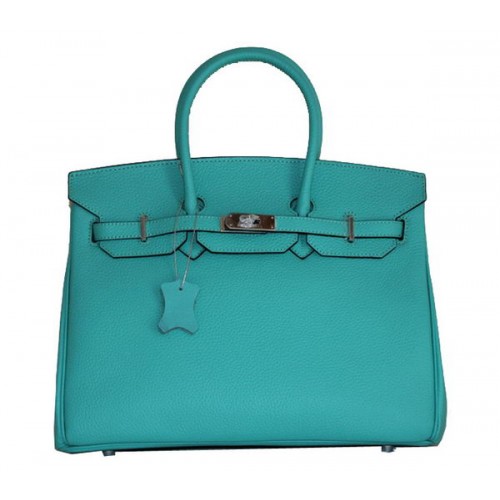 Hermes Birkin 35CM Tote Bag SkyBlue Clemence Pelle H6089 Argento