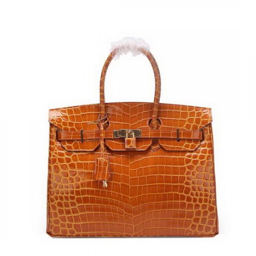 Hermes Birkin 35CM Tote Bag grano iridescente pelle di coccodrillo oro