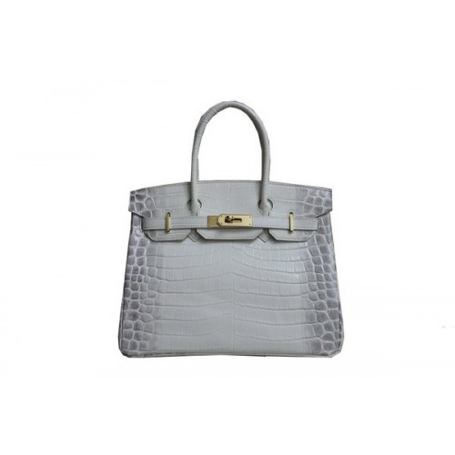 Hermes Birkin 35CM Tote Bag in pelle di coccodrillo bianco H35 oro