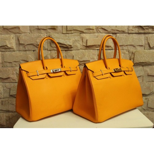 Hermes Birkin 35CM Tote Bag Giallo Clemence Pelle H6089 Oro/Argento
