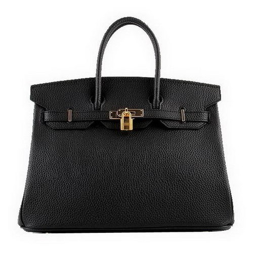 Hermes Birkin 35CM Tote Borse in pelle granulosa nera H-35 oro