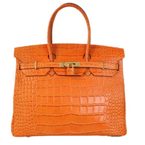 Hermes Birkin 35CM Tote Borse in pelle di coccodrillo Togo arancione dorato
