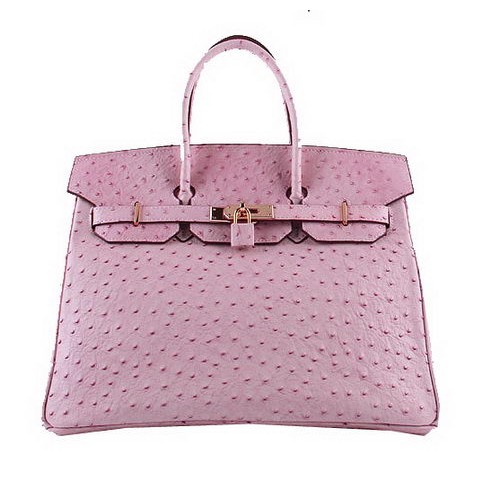 Hermes Birkin 35CM Tote Borse in pelle di struzzo rosa H6089 oro