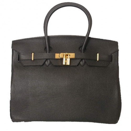 Hermes Birkin 35CM Tote Borse Pelle Togo liscia nera dorata