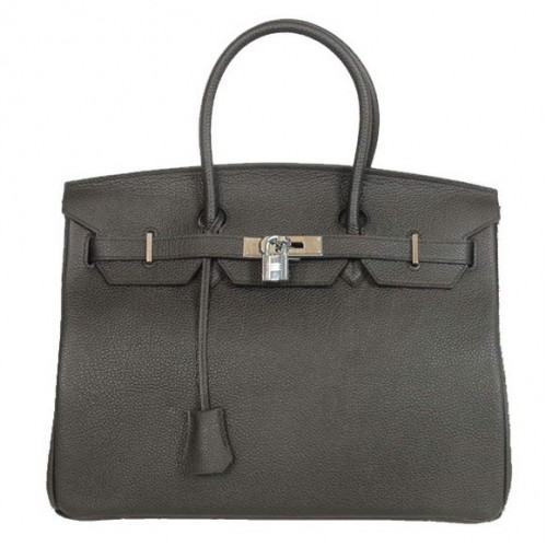 Hermes Birkin 35CM Tote Borse Smooth Togo pelle nera argento