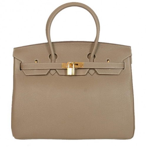 Hermes Birkin 35CM Tote Borse Pelle Togo liscia grigio scuro dorato