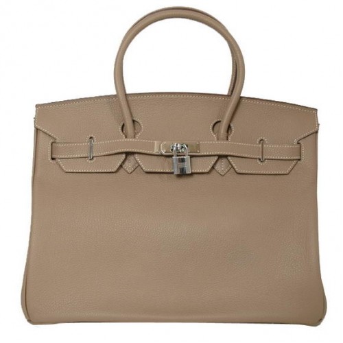 Hermes Birkin 35CM Tote Borse Smooth Togo pelle argento grigio scuro