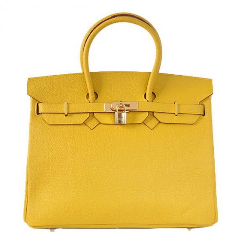 Hermes Birkin 35CM Tote Borse Pelle Togo Liscio Giallo Dorato