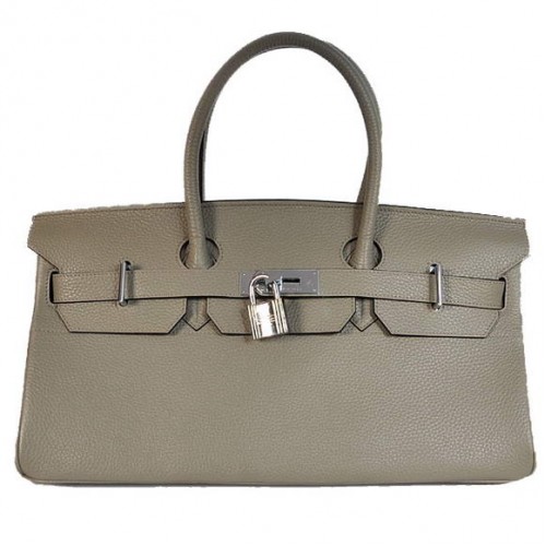 Hermes Birkin 42cm JPG Birkin Togo Borsa in pelle grigia Hardware argento