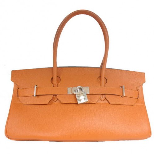 Hermes Birkin 42cm JPG Birkin Togo in pelle arancione borsa hardware argento