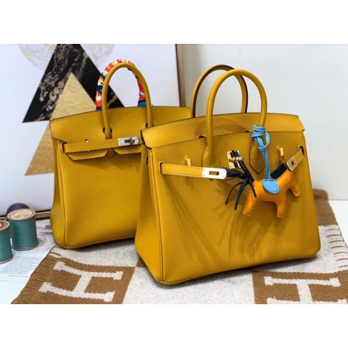 Borsa Hermes Birkin originale Epsom in pelle 30CM 17825 giallo ambra