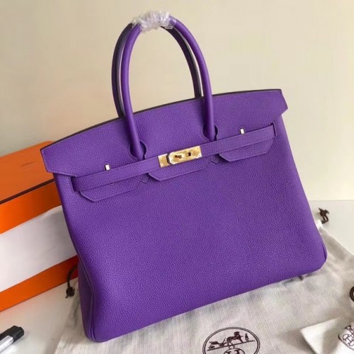 Hermes Birkin Borsa in pelle originale 17825 viola