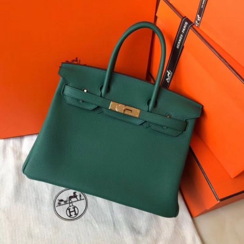 Borsa Hermes Birkin in pelle originale 35CM 17825 verde