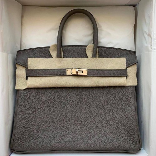 Hermes Birkin Borsa in pelle originale 35CM 17825 Tinware Grey