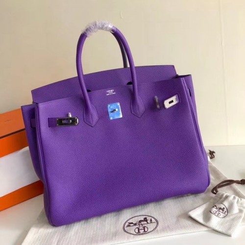 Hermes Birkin Borsa in pelle originale 35CM 17825 viola