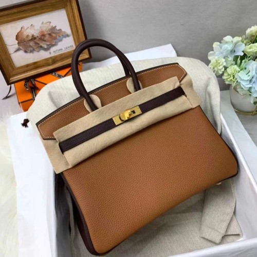 Hermes Birkin Borsa in pelle originale 35CM Corrispondenza dei colori 17888 Brown&Dark Brown
