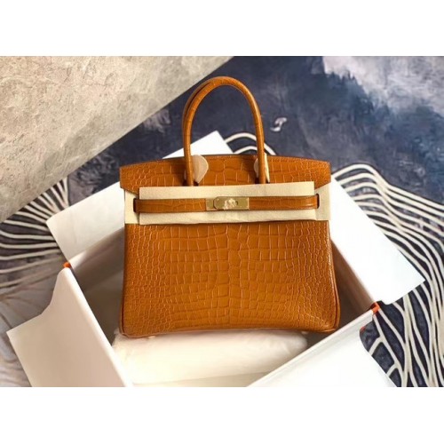 Hermes Birkin Borsa in pelle di coccodrillo originale HBK35 marrone