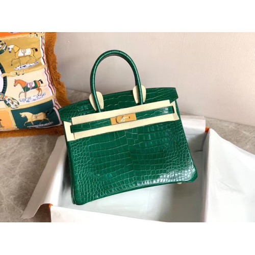 Hermes Birkin Borsa in pelle di coccodrillo originale HBK35 verde