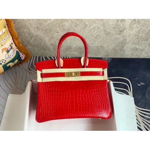 Hermes Birkin Borsa in pelle di coccodrillo originale HBK35 rosso