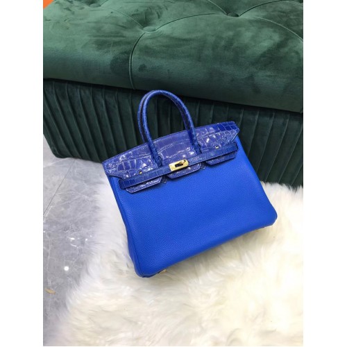 Hermes Birkin Bag Original Pelle di coccodrillo togo HBK2530 Elettro blu ottico