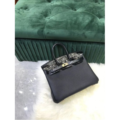 Hermes Birkin Borsa in pelle di coccodrillo originale togo HBK2530 nero