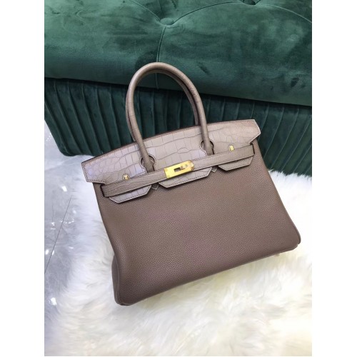 Hermes Birkin Borsa in pelle di coccodrillo originale togo HBK2530 grigio