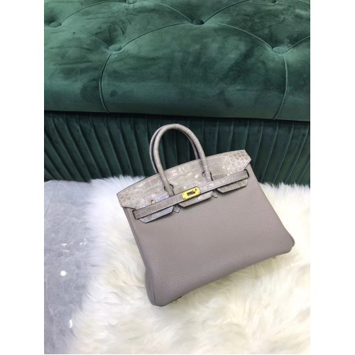 Borsa Hermes Birkin Original Leather coccodrillo togo HBK2530 grigio chiaro