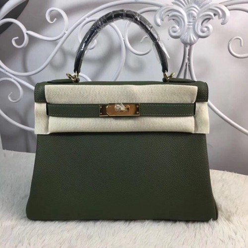 Hermes Birkin Tote Bag originale Togo in pelle BK35 Deark verde