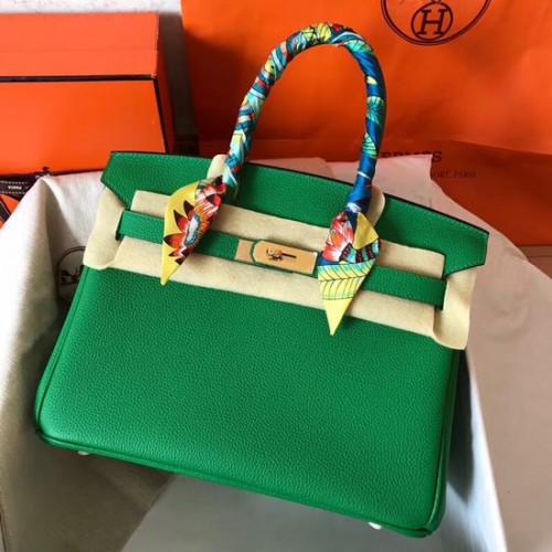 Hermes Birkin Tote Bag originale Togo in pelle BK35 verde