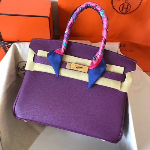 Hermes Birkin Tote Bag originale Togo in pelle BK35 viola