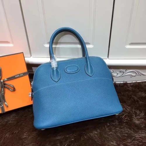 Hermes Bolide 31CM Tote Bag in pelle di vitello B3302 blu