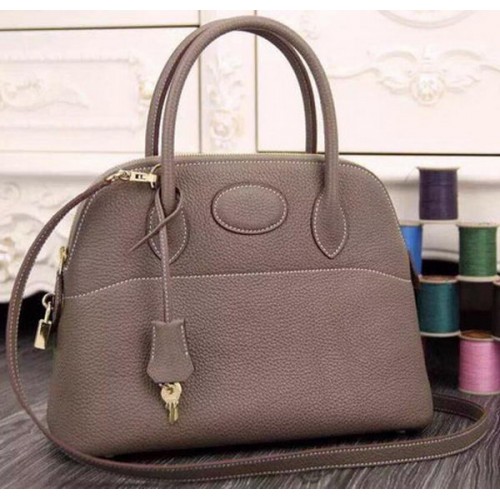 Hermes Bolide 37CM Tote Bag in pelle di vitello B1004 grigio