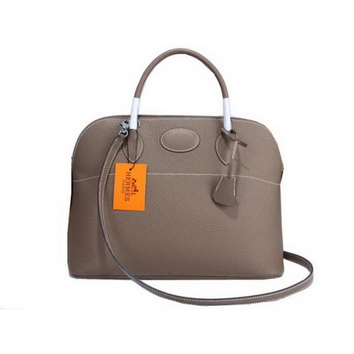 Hermes Bolide 37CM pelle di vitello Tote Borse H509084 Grigio