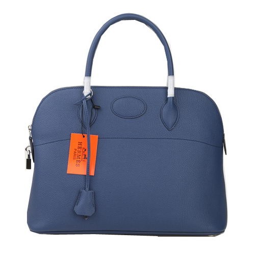 Hermes Bolide 37CM Tote Borse in pelle di vitello blu