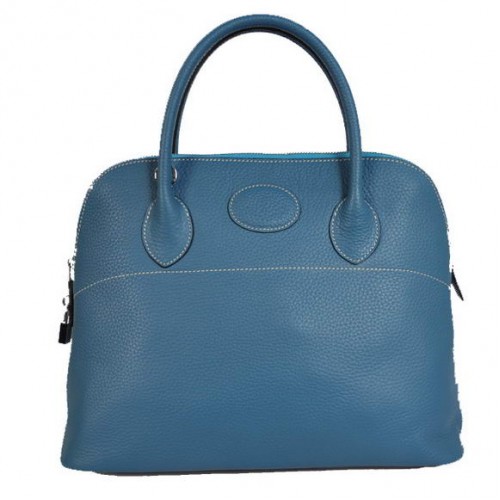 Hermes Bolide 37CM Tote Borse Clemence H1037 blu