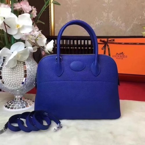 Hermes Bolide Tote Bag in pelle originale B1007 blu